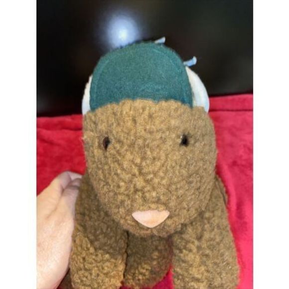 Vintage Hallmark 13” Groundhog w/ plaid hat plush toddler backpack - Picture 7 of 8